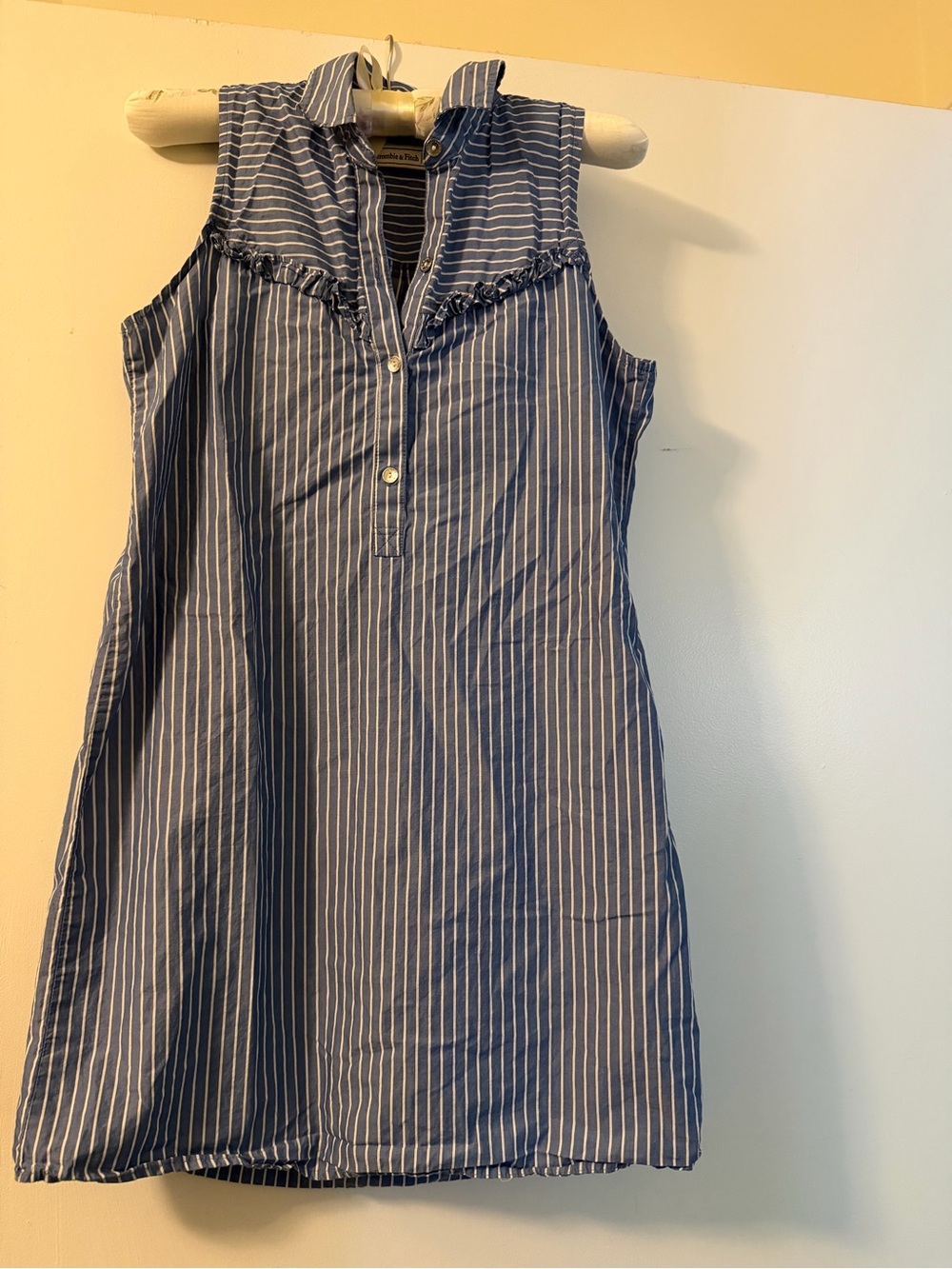 Abercrombie & Fitch Blue and White Striped Sleeveless Shirt Dress